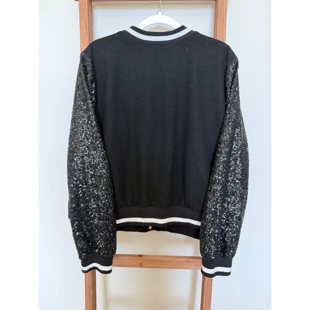 Ashley Nell Tipton | Black Sequin Sleeve Bomber Jacket | 2X - Picture 2 of 5